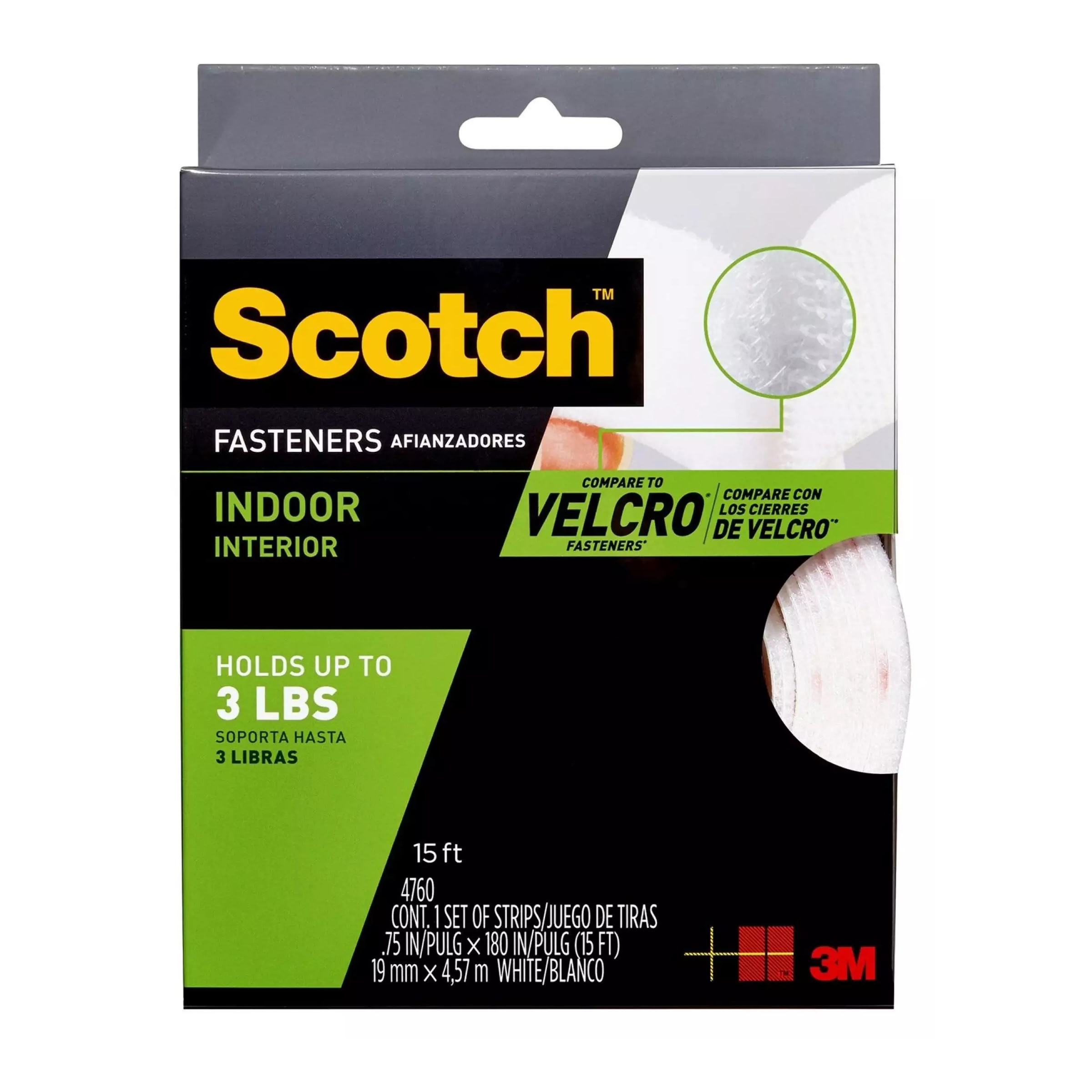 3M Scotch Fastener Velcro Indoor 3/4 X 15 Feet White